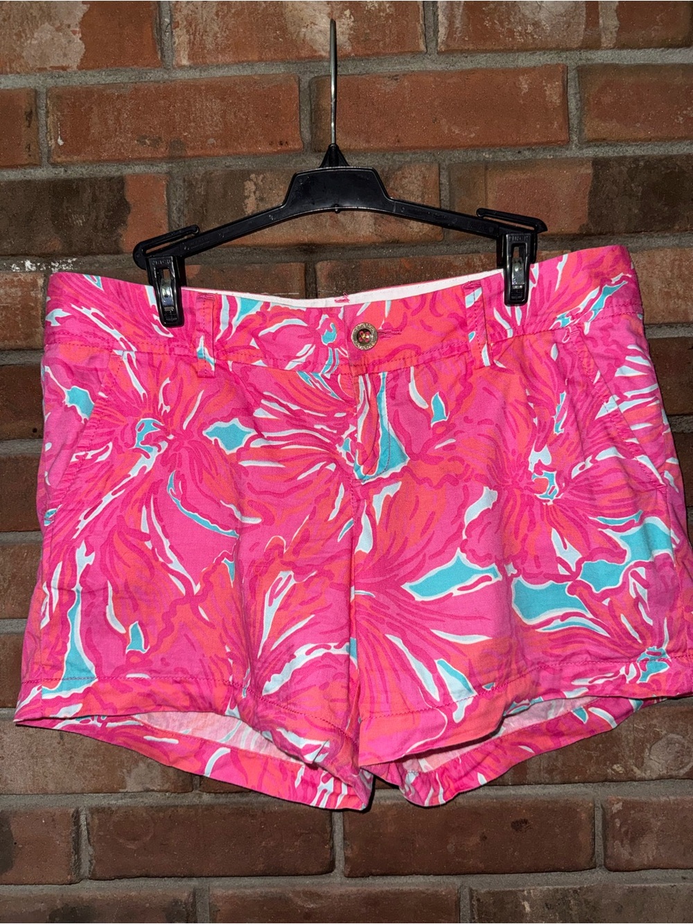 Lilly Pulitzer The Callahan Shorts In Sea Blue Flirty Sea Pattern 100% Cotton